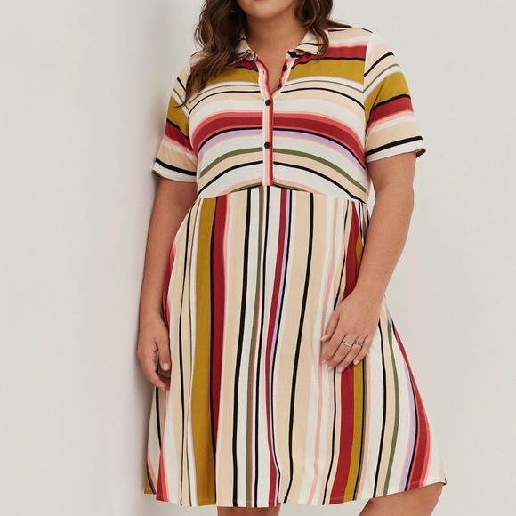Torrid Striped Midi Dress with Button Detail - Picture 3 of 10